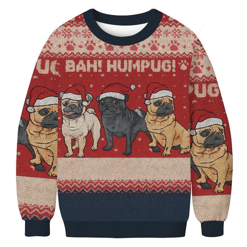 Bah Hum Pug Dog Lovers Christmas Ugly Sweatshirt