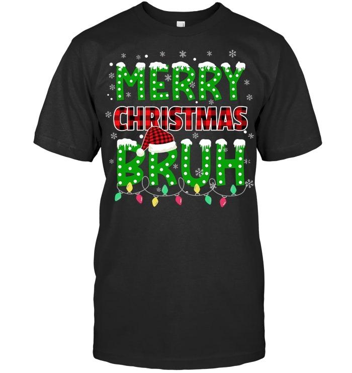 Bruh Christmas Red Plaid Teens Boys Kids Xmas Pajama T Shirt