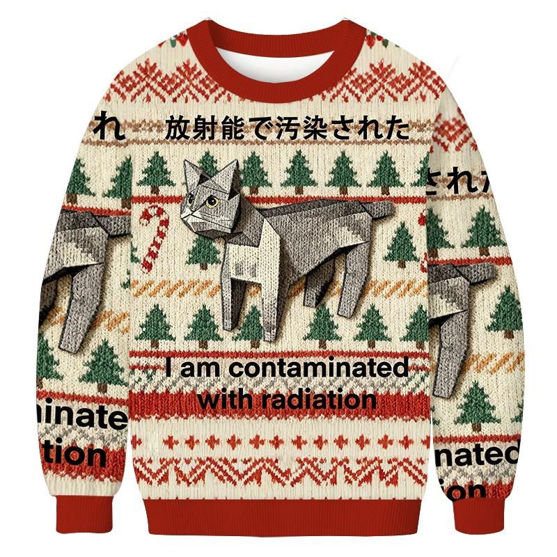 Cat Contaminated By Radiation Christmas Ugly Sweatshirt