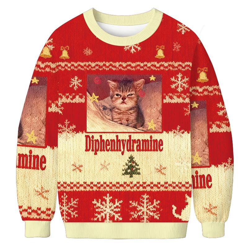 Diphenhydramine Cat Meme Christmas Ugly Sweatshirt