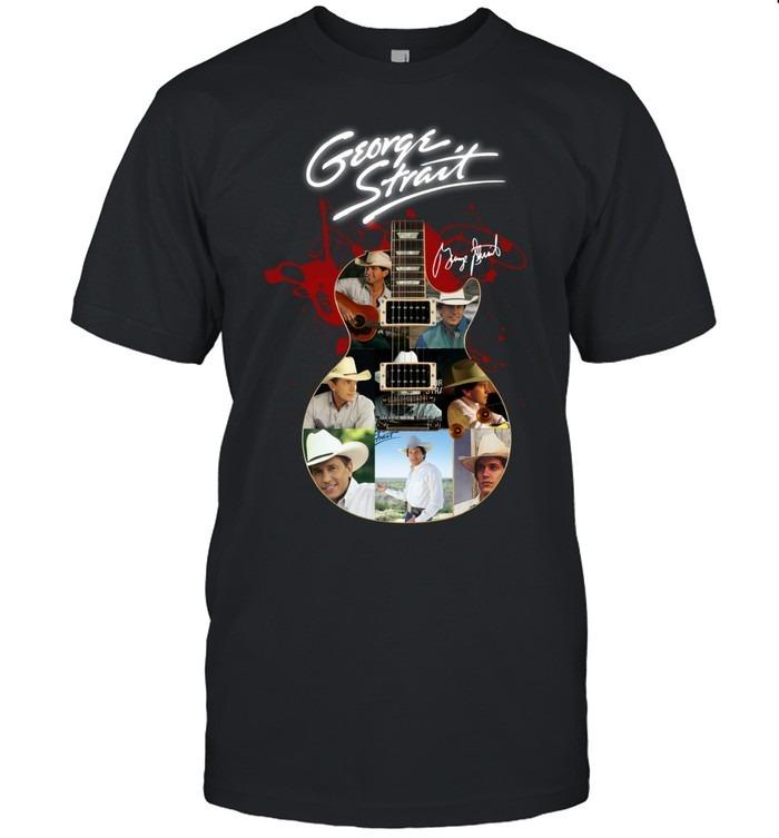 George Strait Collage Guitar Art T-Shirt