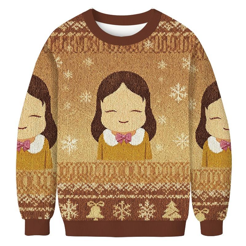 Girl Eyes Closed Christmas Ugly Sweatshirt