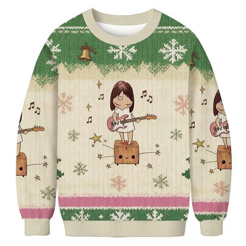 Girl playing Guitar Christmas Ugly Sweatshirt