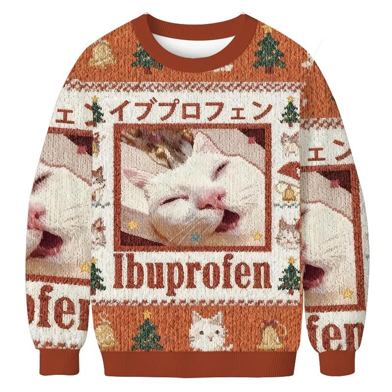 Ibuprofen Meme Cat Christmas Ugly Sweatshirt