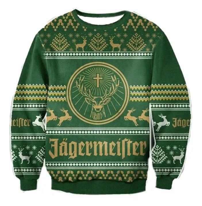 Jagermeister Elk Liquor Christmas Ugly Sweatshirt