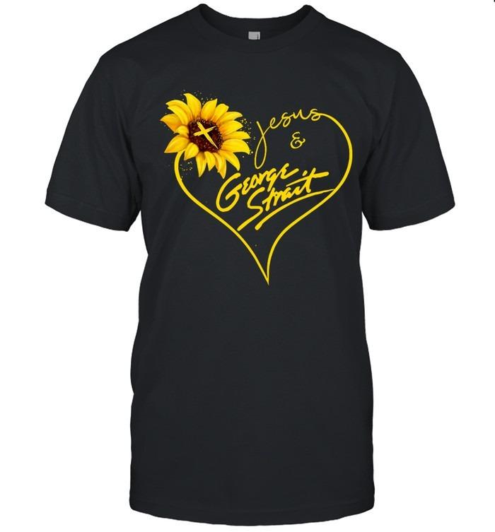 Jesus And George Strait Heart Sunflower Country Music T-Shirt