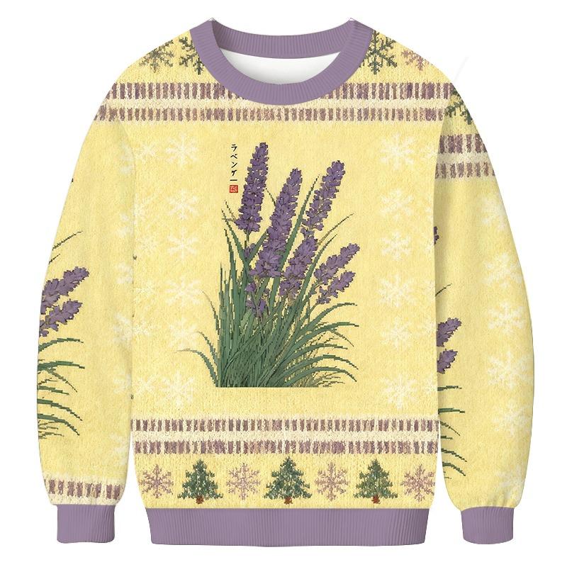 Lavender Ukiyo-e Japanese Christmas Ugly Sweatshirt