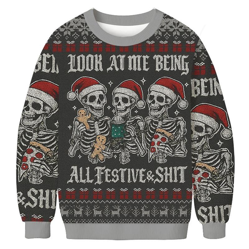 Look at Me Being Festive Skeleton Christmas Ugly Sweatshirt