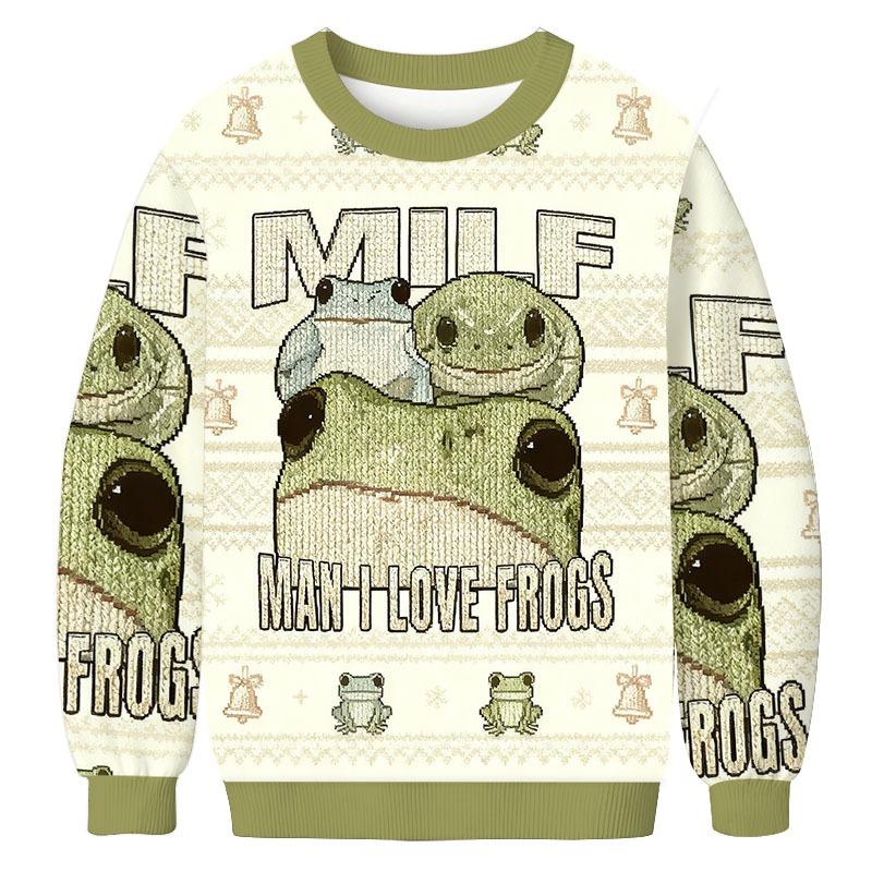 Man I Love Frogs Christmas Ugly Sweatshirt