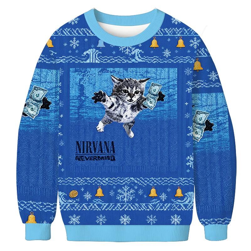 Nirvana Band Cat Christmas Ugly Sweatshirt