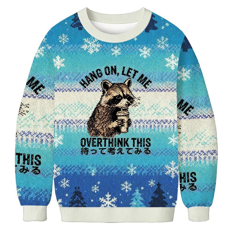 Overthink Raccoon Christmas Ugly Sweatshirt