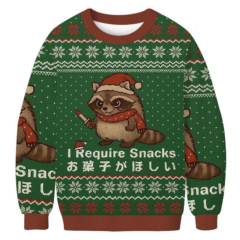 Raccoons Need Snacks Funny Christmas Ugly Sweatshirt