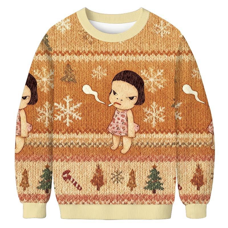 Smoking Girl Christmas Ugly Sweatshirt