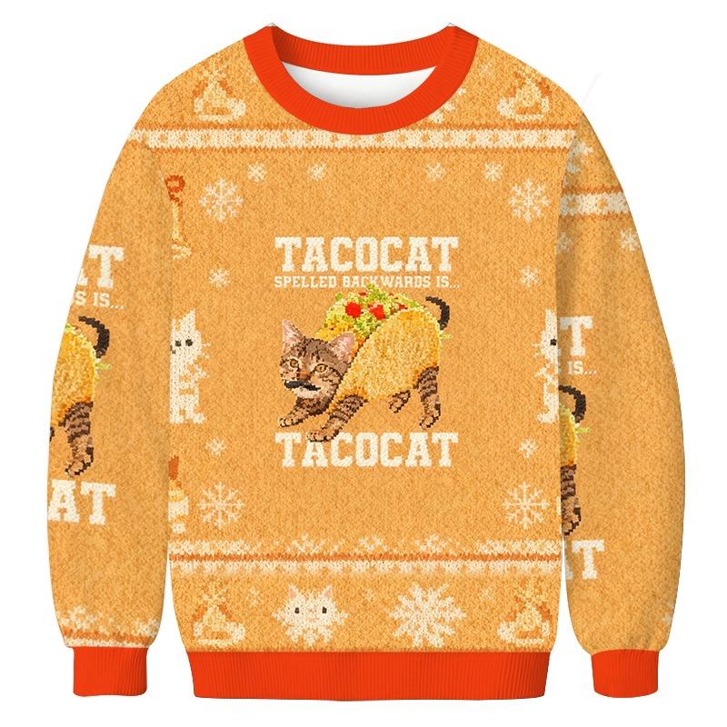 Tacocat Silly Cat Meme Christmas Ugly Sweatshirt