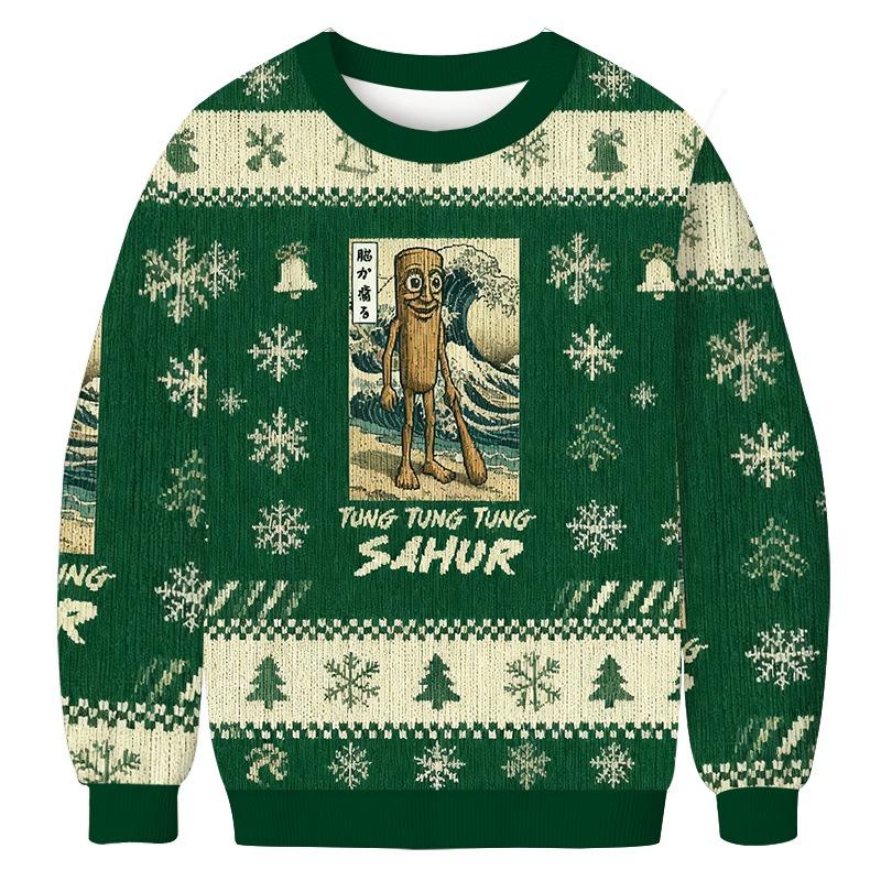 Tung Tung Tung Sahur Brainrot Christmas Ugly Sweatshirt