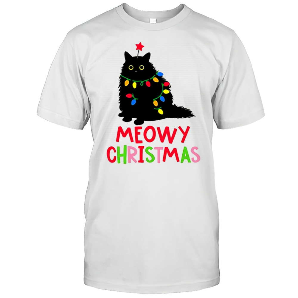 Black cat Meowy Christmas shirt