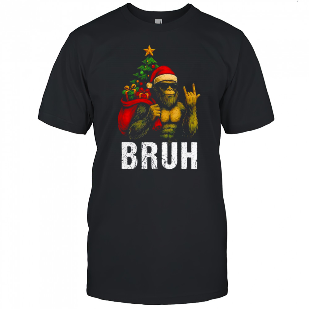 Bruh Bigfoot Christmas Funny Christmas Tree Xmas Sasquatch shirt