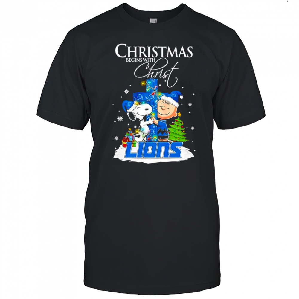 Christmas begins with Christ Detroit Lions x Snoopy and Charlie Brown shirt