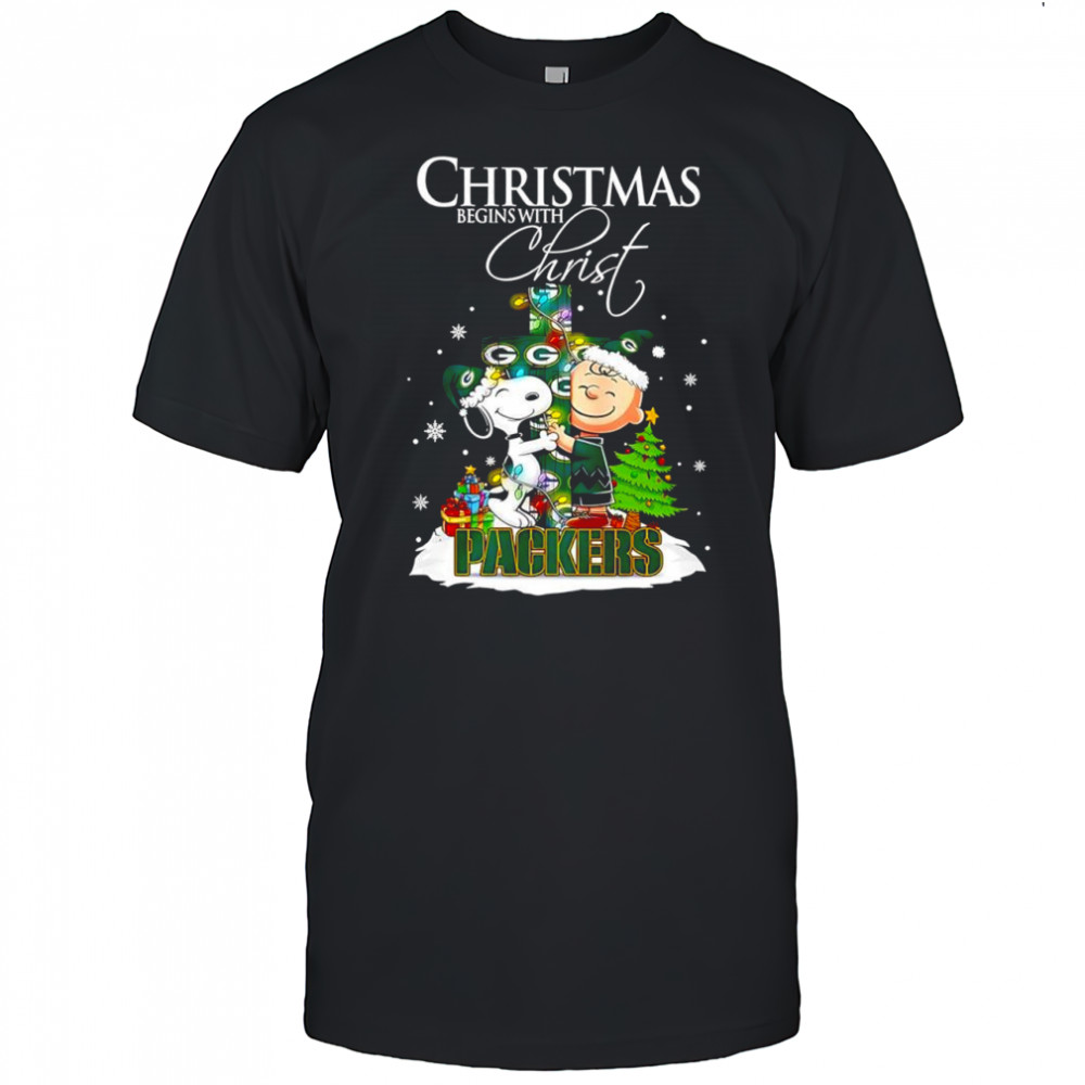 Christmas begins with Christ Green Bay Packers x Snoopy and Charlie Brown shirt