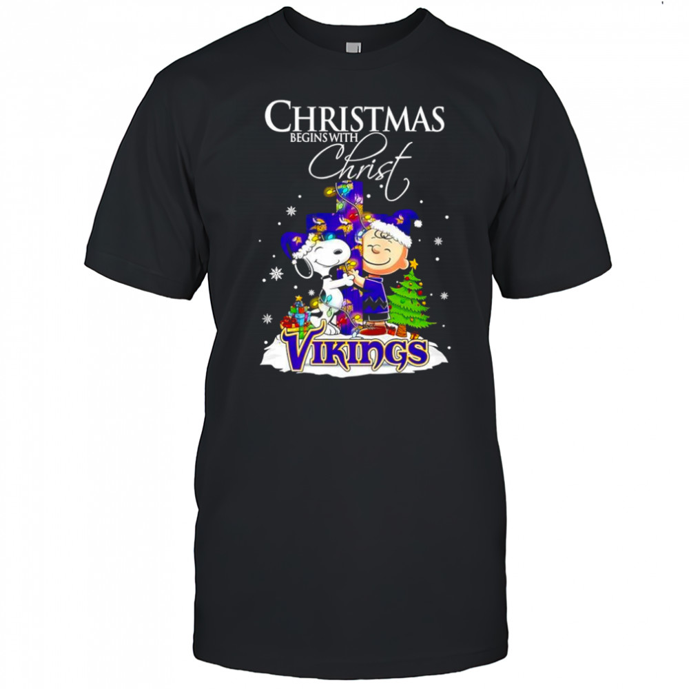 Christmas begins with Christ Minnesota Vikings x Snoopy and Charlie Brown shirt