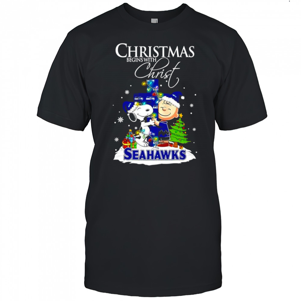 Christmas begins with Christ Seattle Seahawks x Snoopy and Charlie Brown shirt