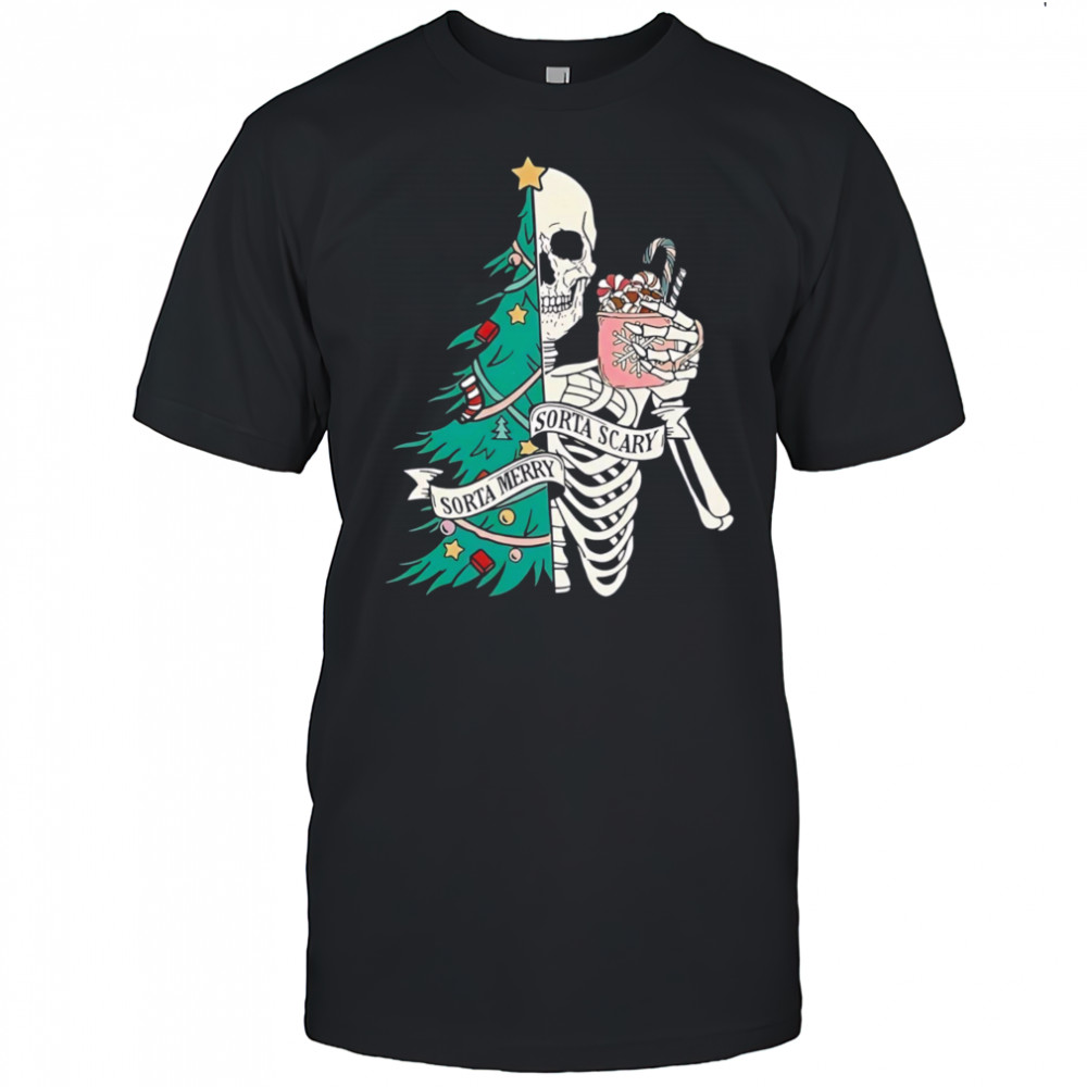 Christmas Sorta Merry Sorta Scary Skeleton Xmas shirt