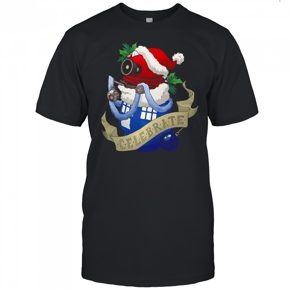 Dalek in Christmas costume Doctor Who celebrate shirt