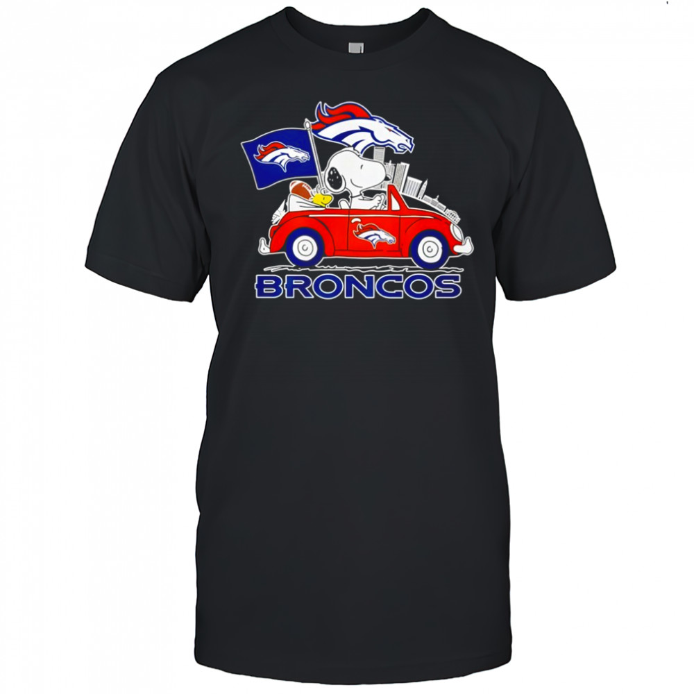 Denver Broncos x Snoopy and Woodstock driving car shirt