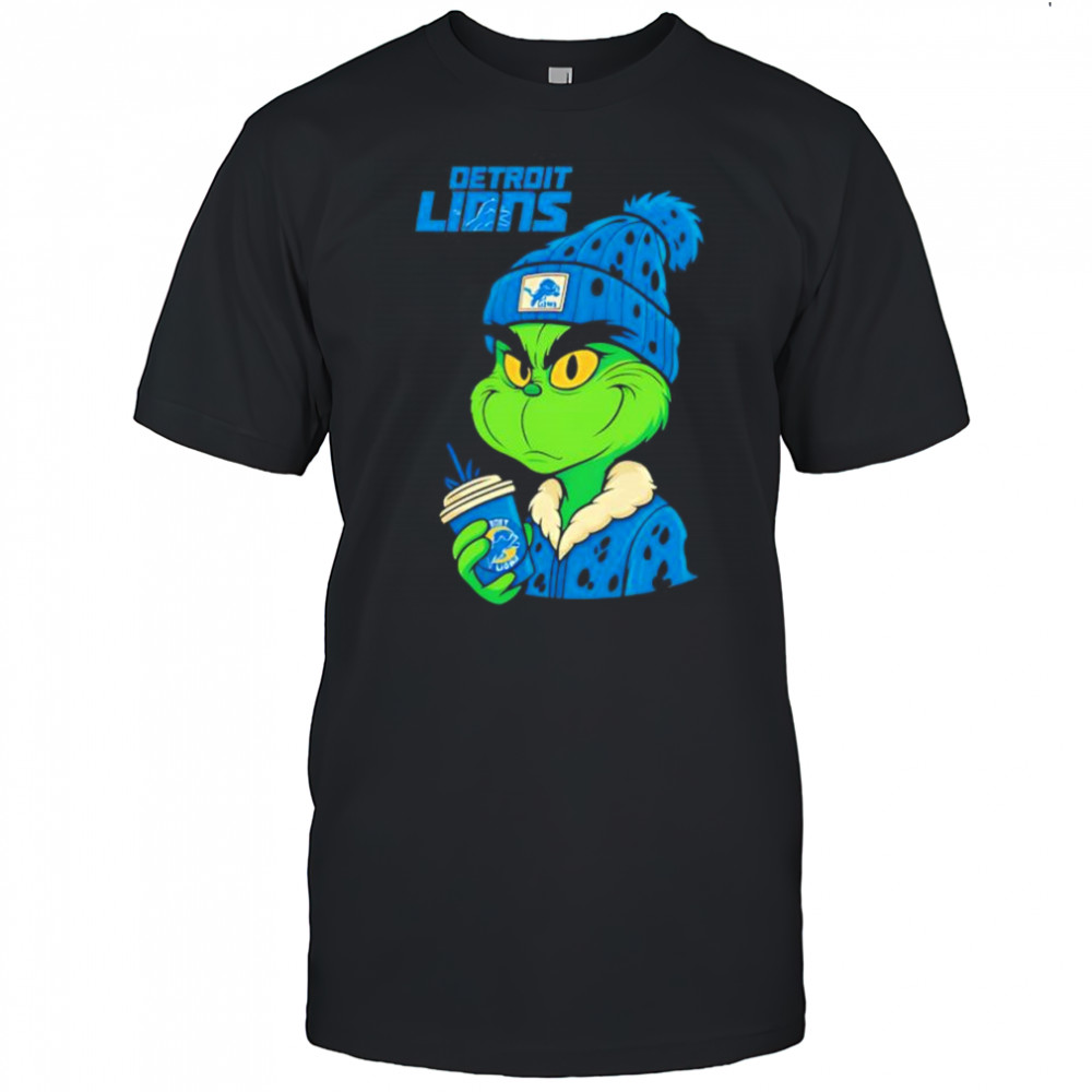 Detroit Lions Grinch with Christmas hat logo shirt