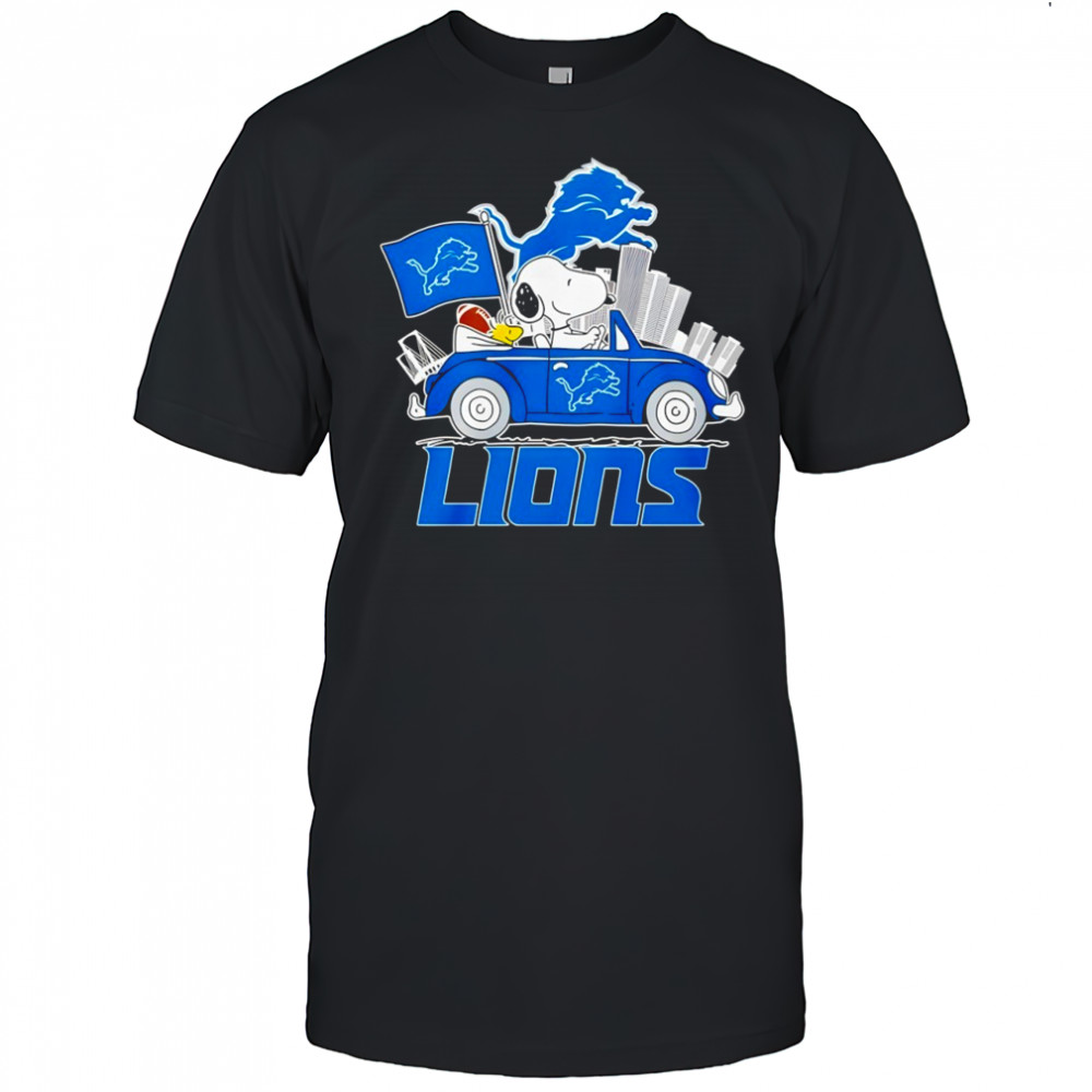 Detroit Lions x Snoopy and Woodstock drive car shirt