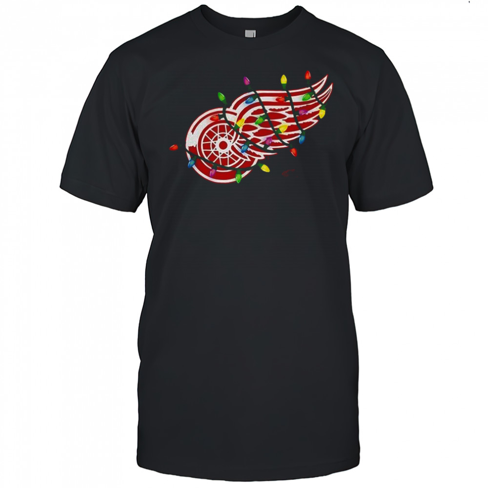 Detroit Red Wings logo Holiday Merry Christmas lights shirt