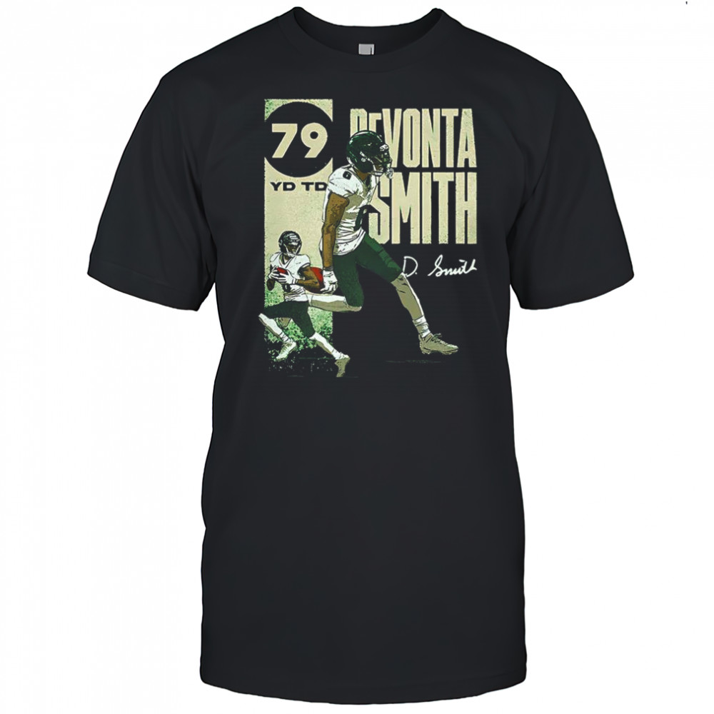 DeVonta Smith Philadelphia Eagles football 79 yard signature shirt