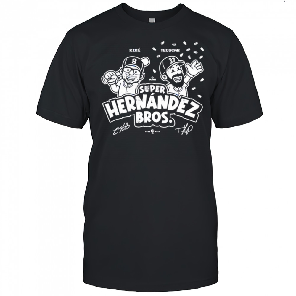 Dodgers Super HernáNdez Bros Cartoon Signatures shirt