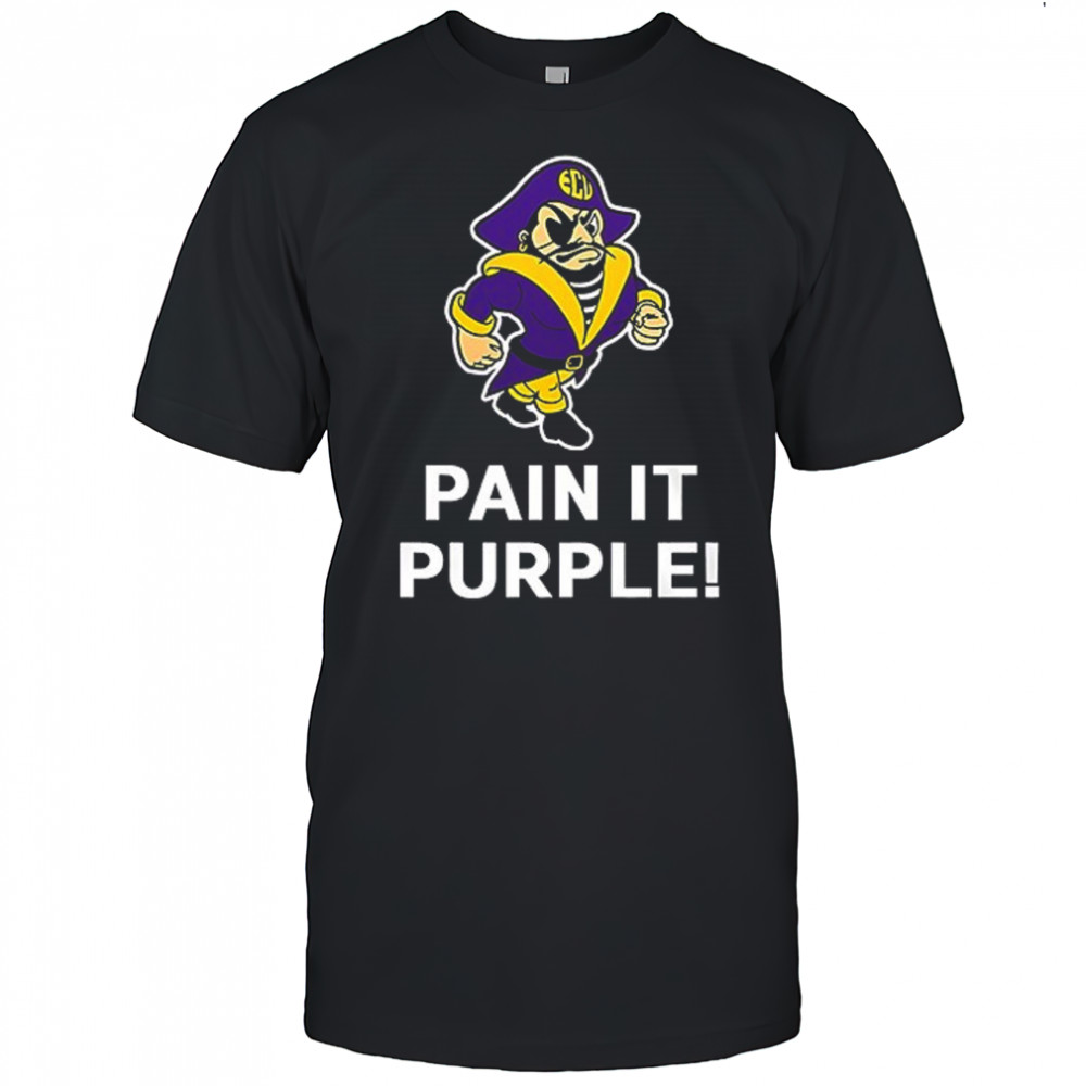 East Carolina Pirates paint in purple mascot shirt