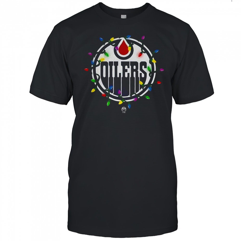 Edmonton Oilers logo Holiday Merry Christmas lights shirt