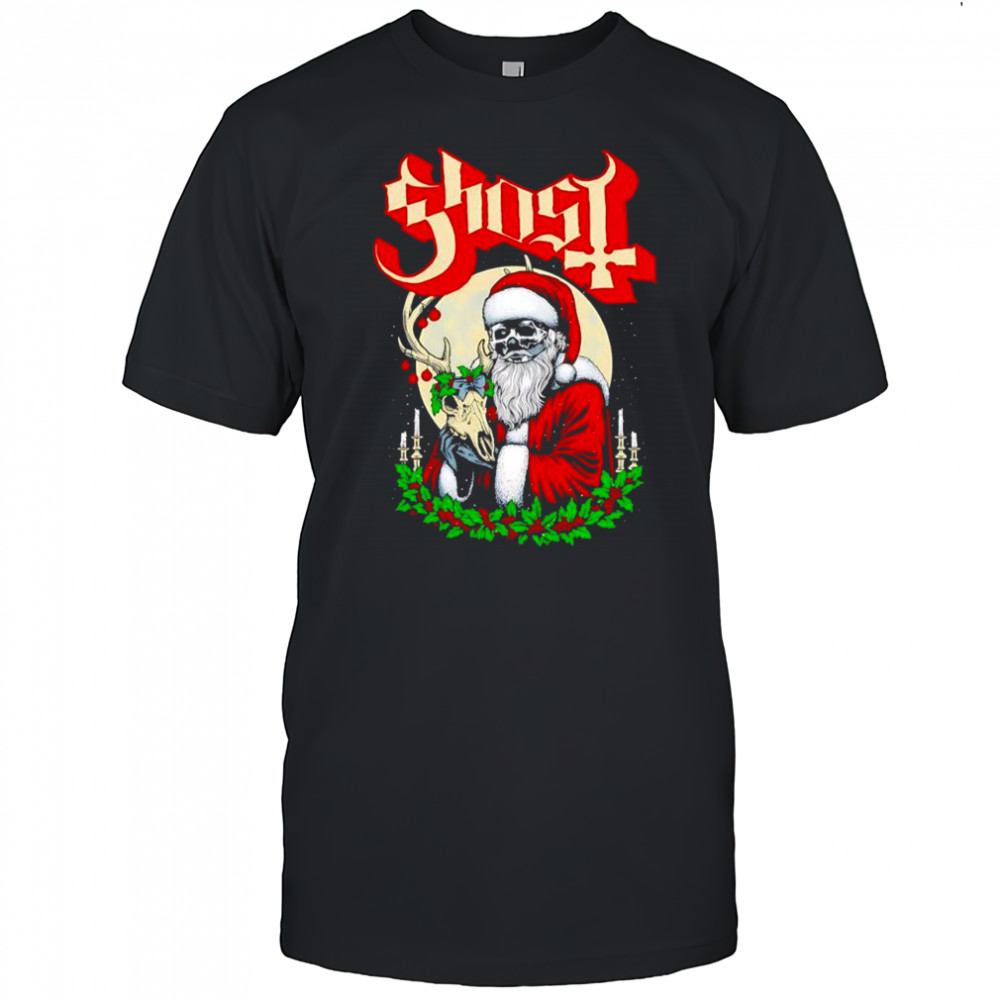 Ghost Father Christmas Santa Skeleton graphic shirt