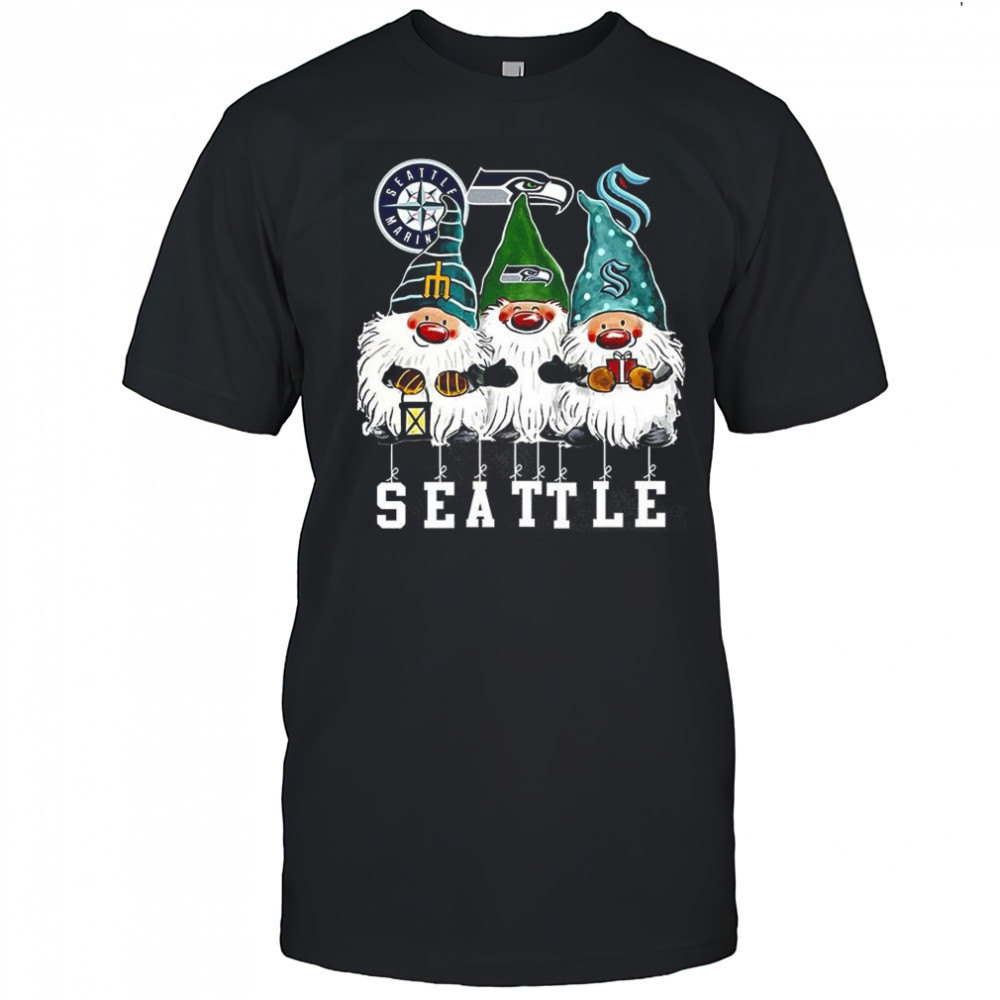 Gnome Seattle Seahawks Mariners Kraken Christmas shirt
