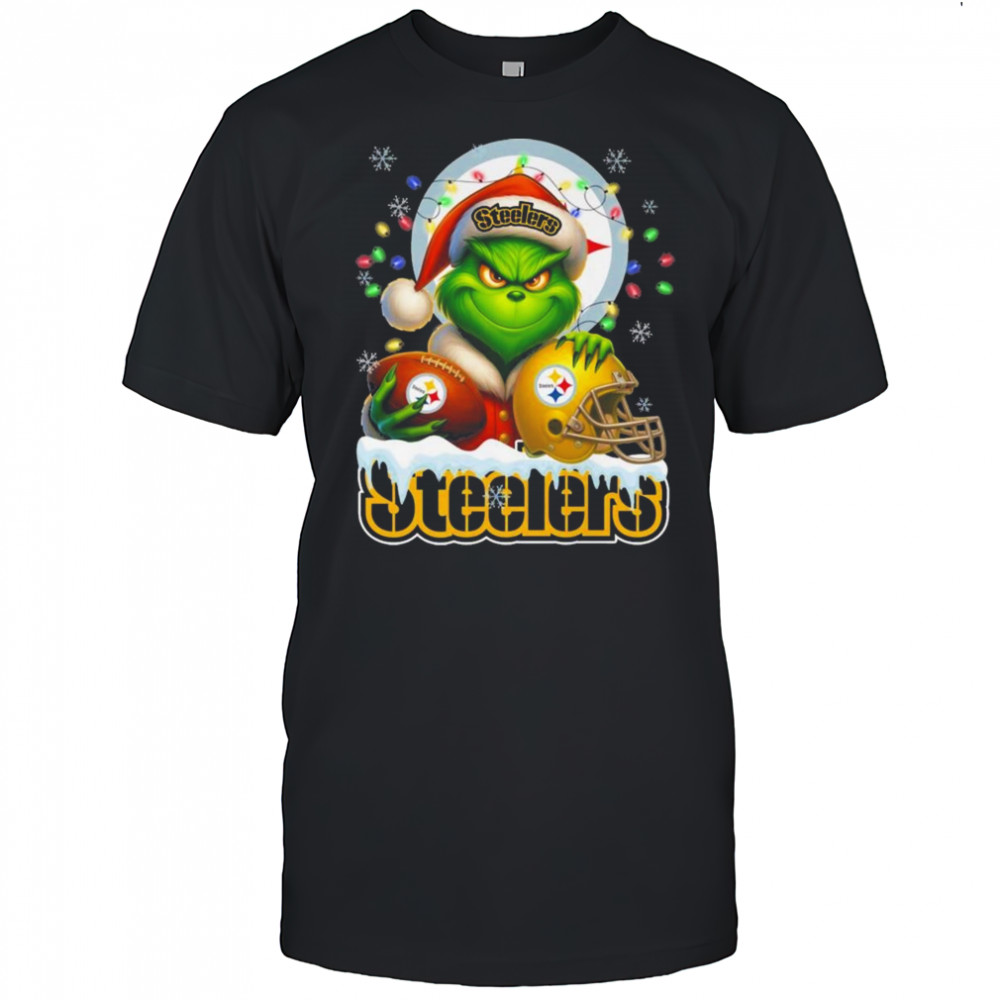 Grinch X Pittsburgh Steelers Ball And Helmet Merry Christmas Shirt