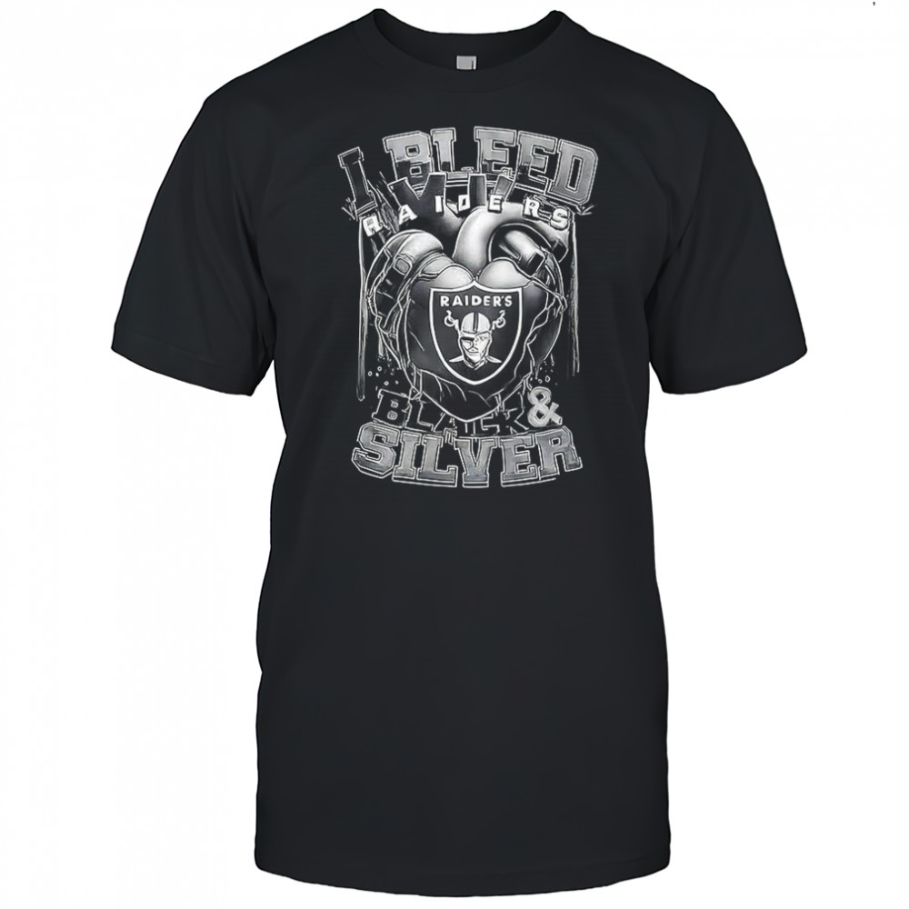 I bleed Las Vegas Raiders football black and silver heart shirt