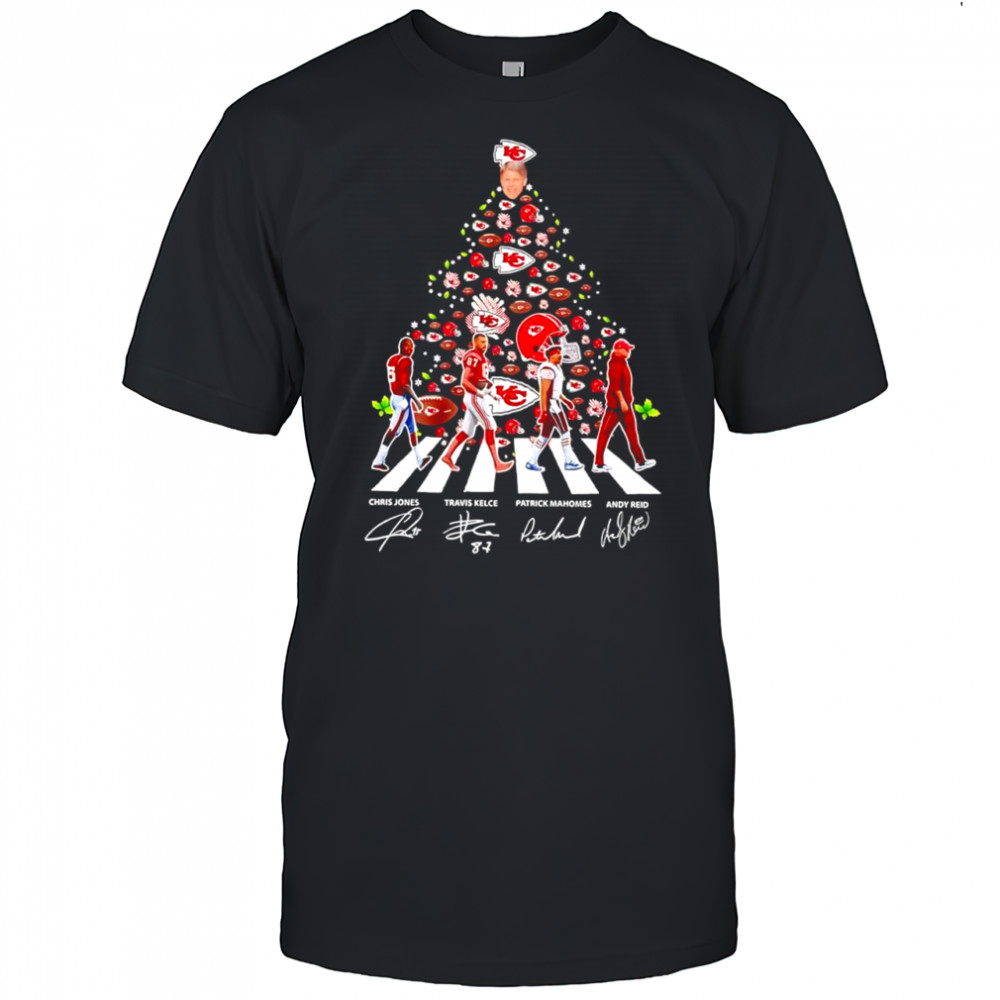 Kansas City Chiefs Abbey Road Christmas Tree Jones Kelce Mahomes coach Andy Reid shirt