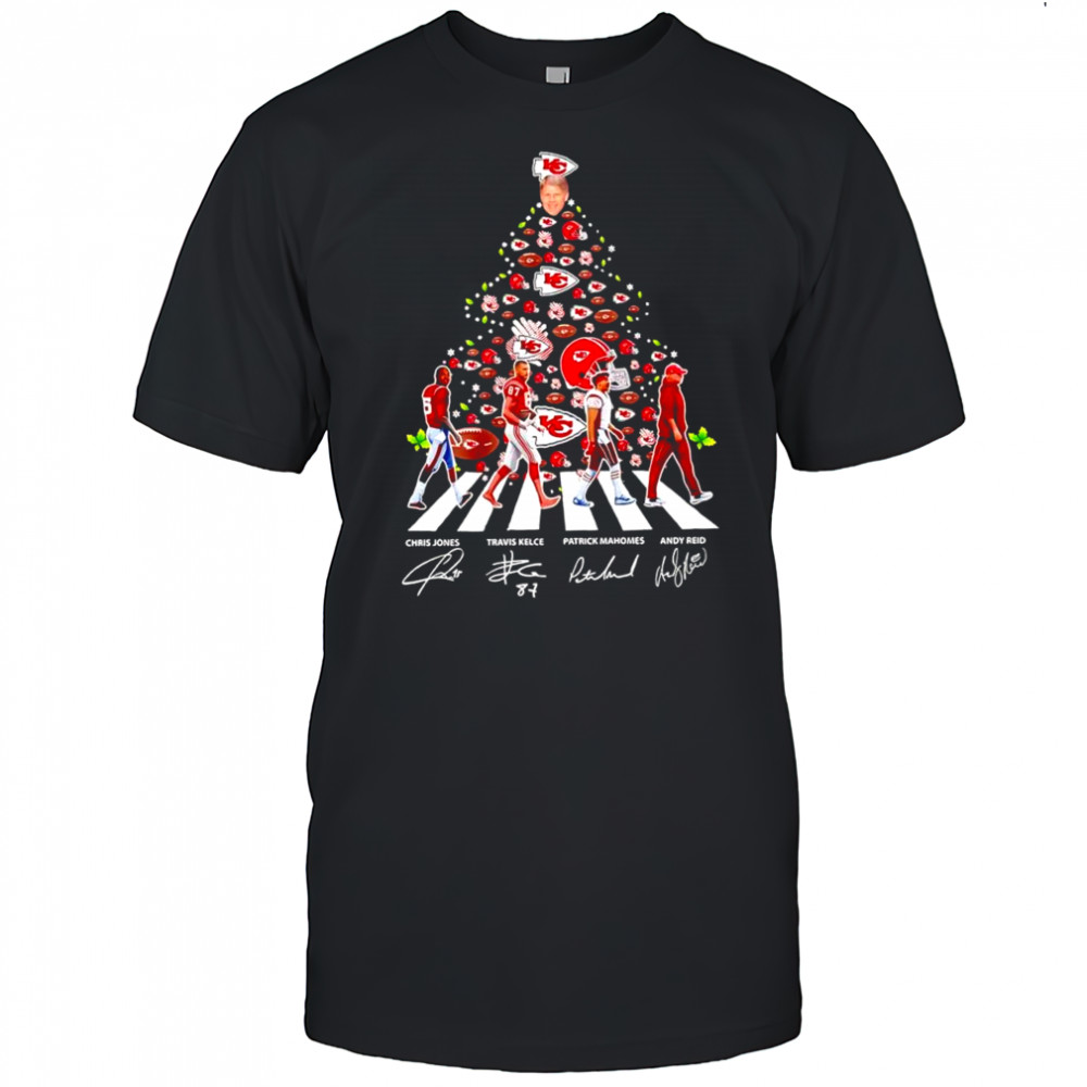 Kansas City Chiefs and Abbey Road Christmas Tree signatures shirt