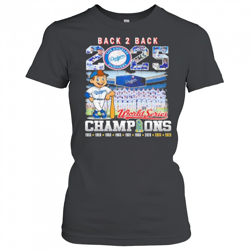 Los Angeles Dodgers 2025 World Series Back 2 Back Champions Mascot T-Shirt
