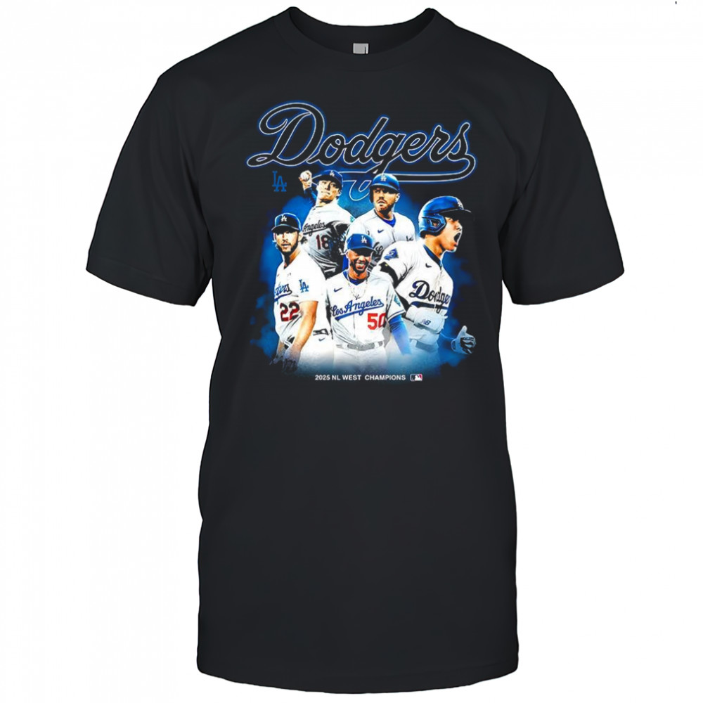 Los Angeles Dodgers NL West Champions 2025 player collage shirt