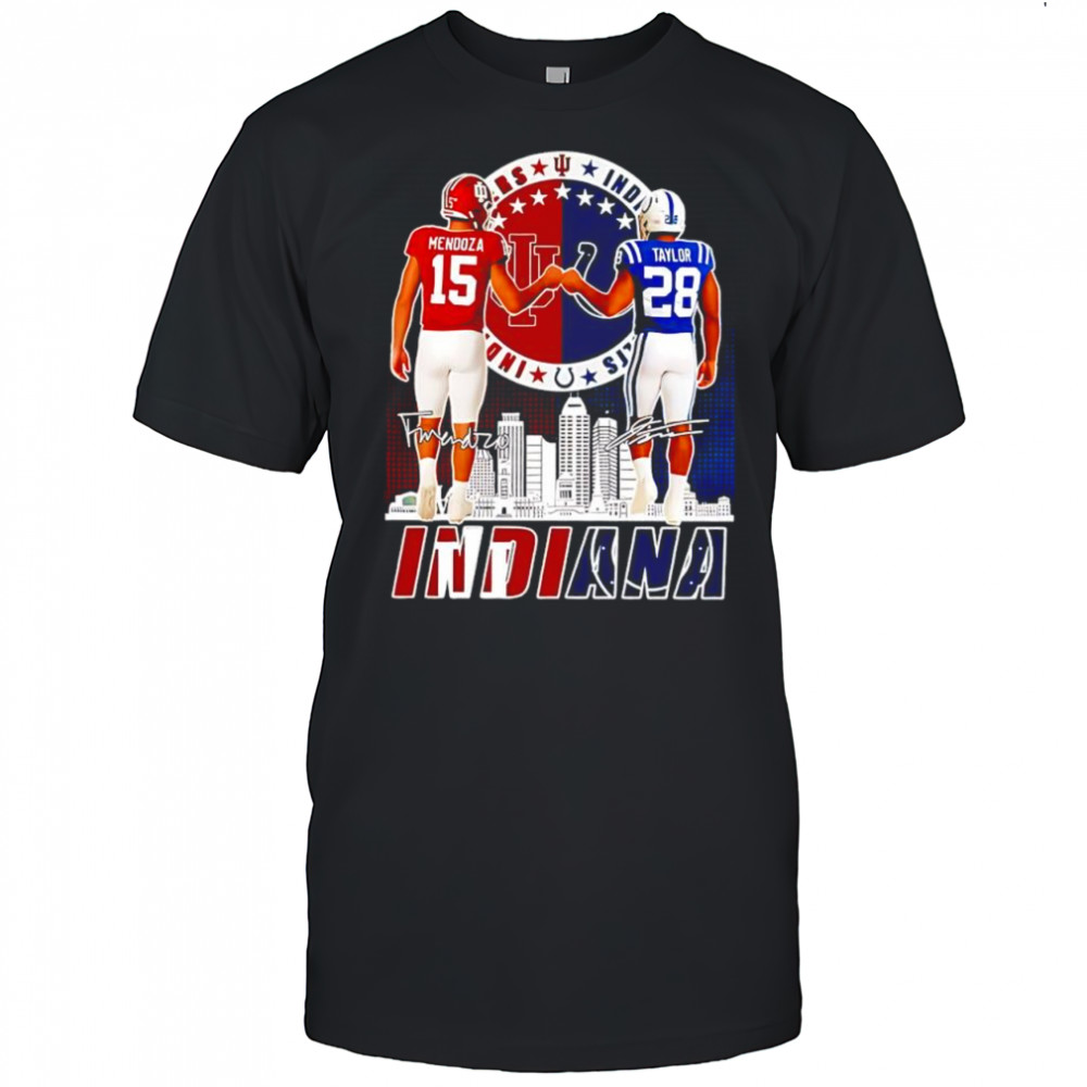 Mendoza 15 Indiana Hoosiers and Taylor 28 Indianapolis Colts signatures shirt