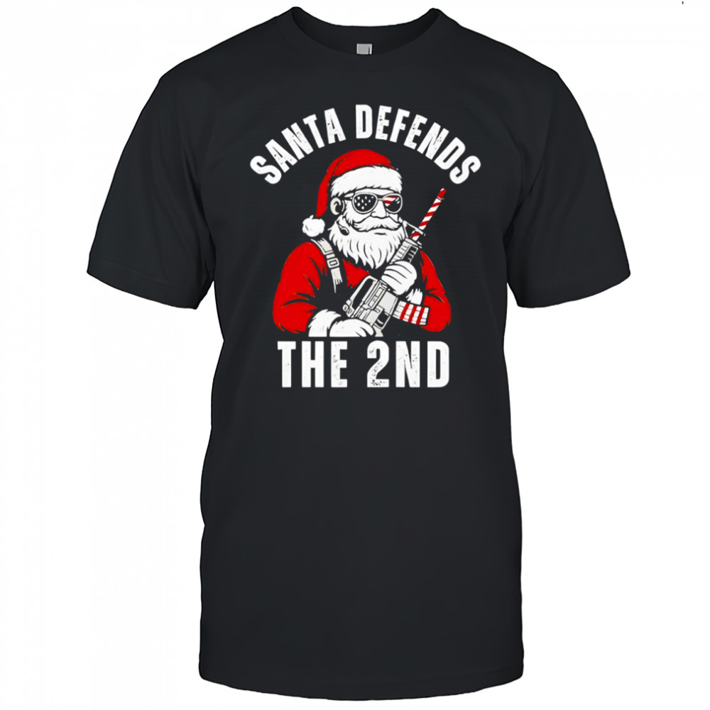 Merry Christmas Santa Defends The 2nd Amendment Shirt USA Patriotic shirt