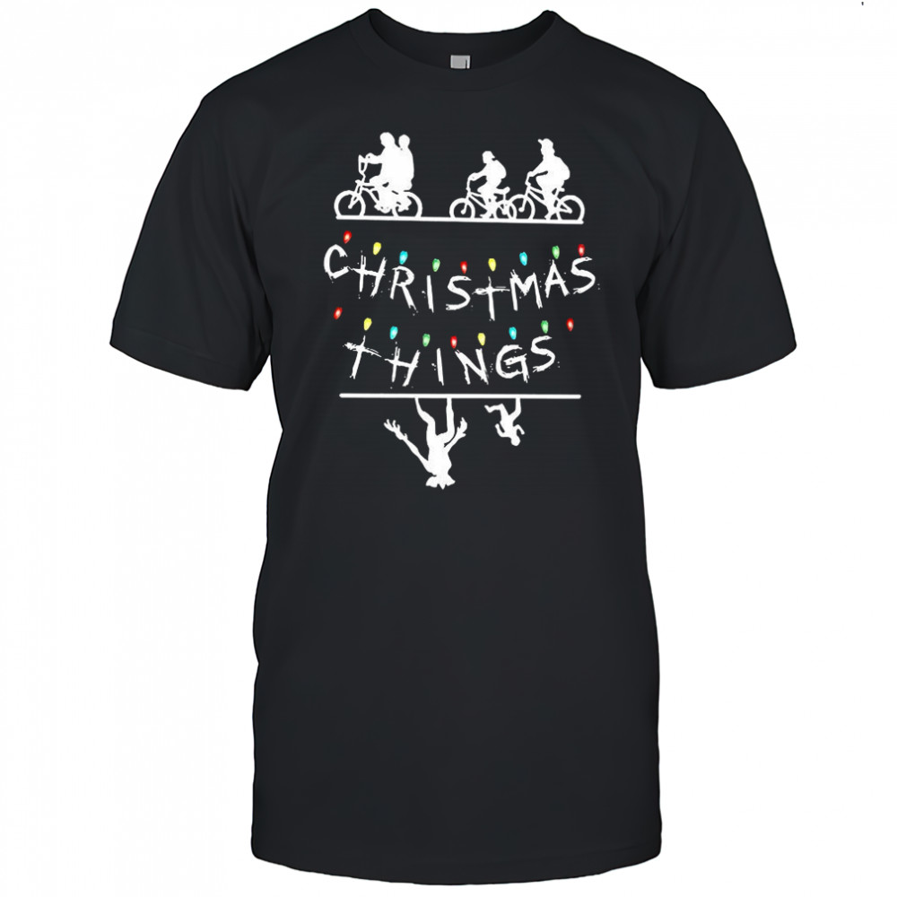 Merry Christmas string lights upside down silhouette retro shirt