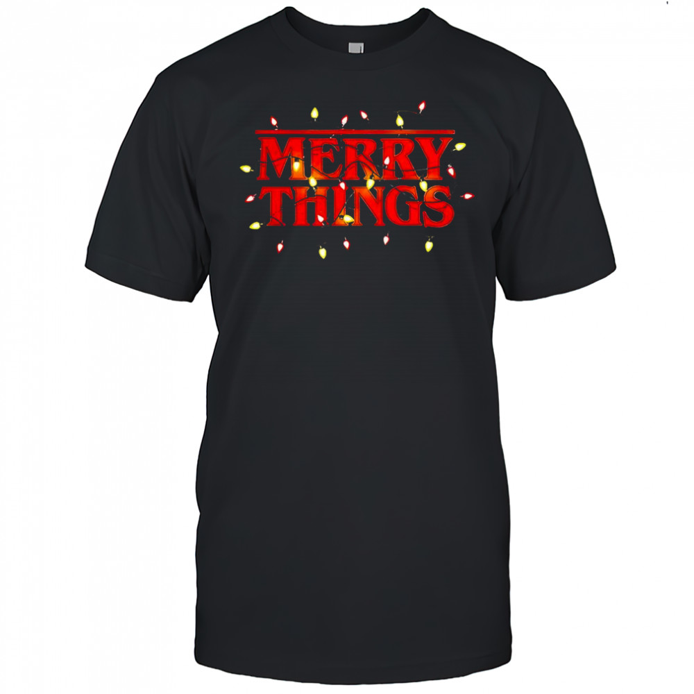 Merry Things Merry Christmas string lights retro shirt