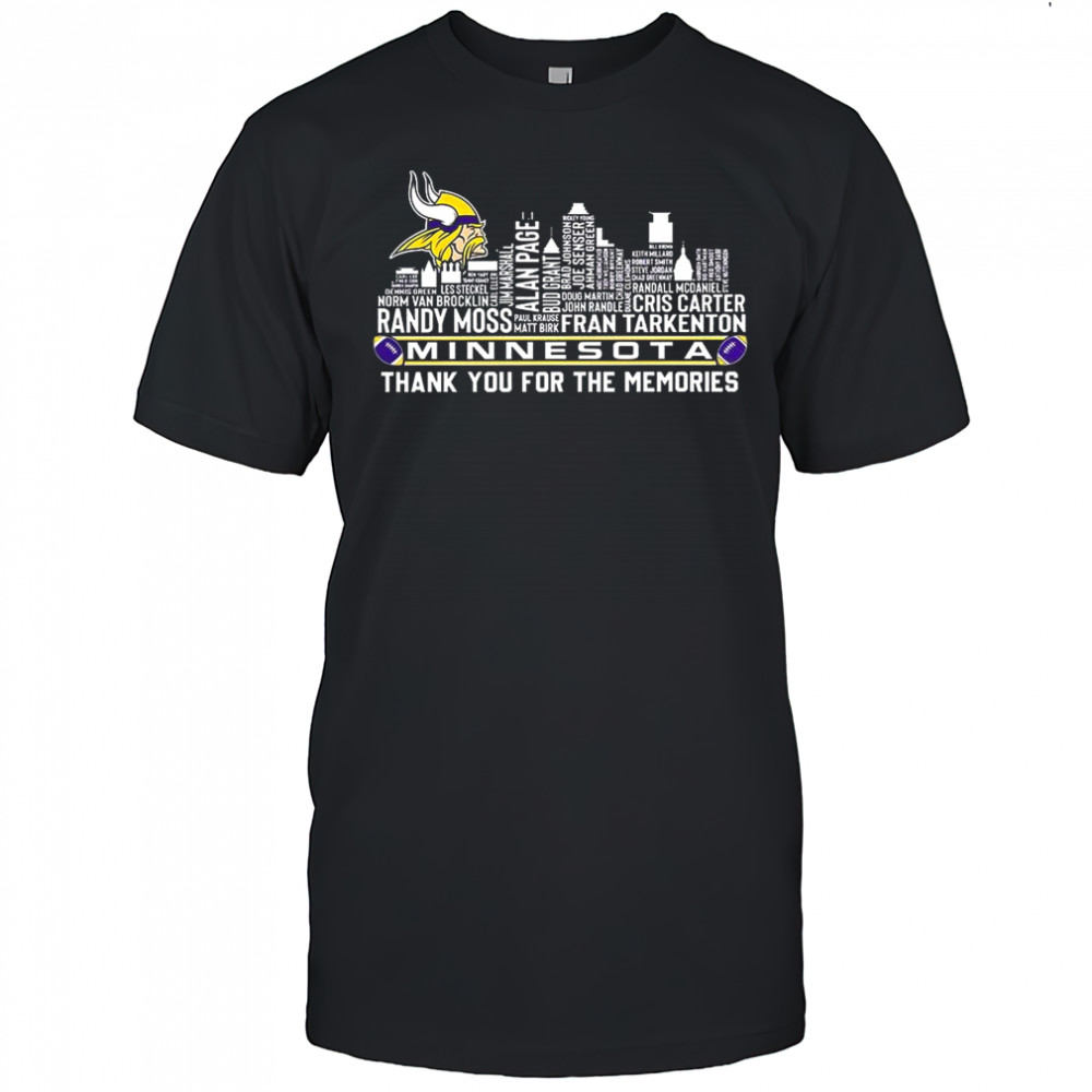Minnesota Vikings football thank you for the memories name player skyline shirt
