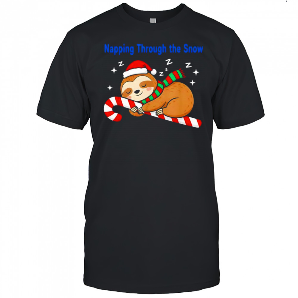Napping Through The Snow Christmas Sloth Candy Cane shirt