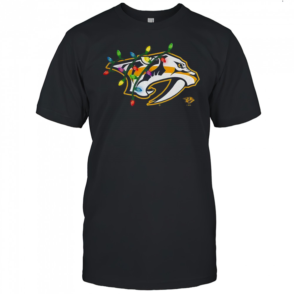 Nashville Predators logo Holiday Merry Christmas lights shirt